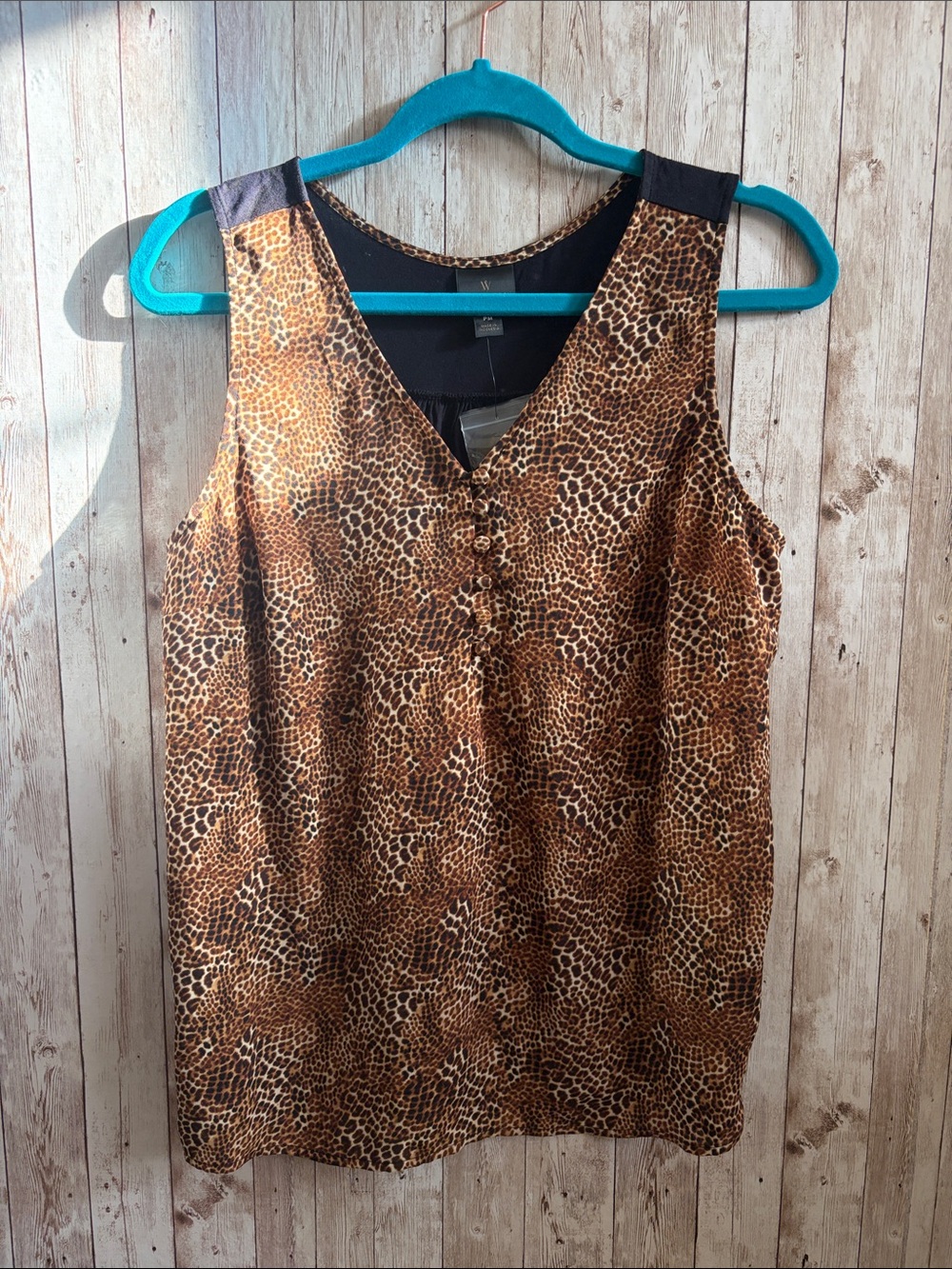 Worthington Sleeveless Animal Print V-Neck Tank Top